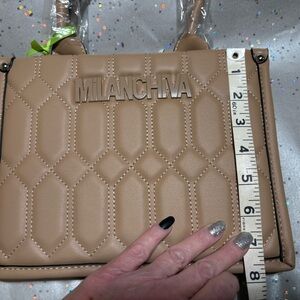 NEW w/tags SOFT Taupe/Beige lightly pad’d 3pc Set - Bag, Pouch, & Crsbdy strap